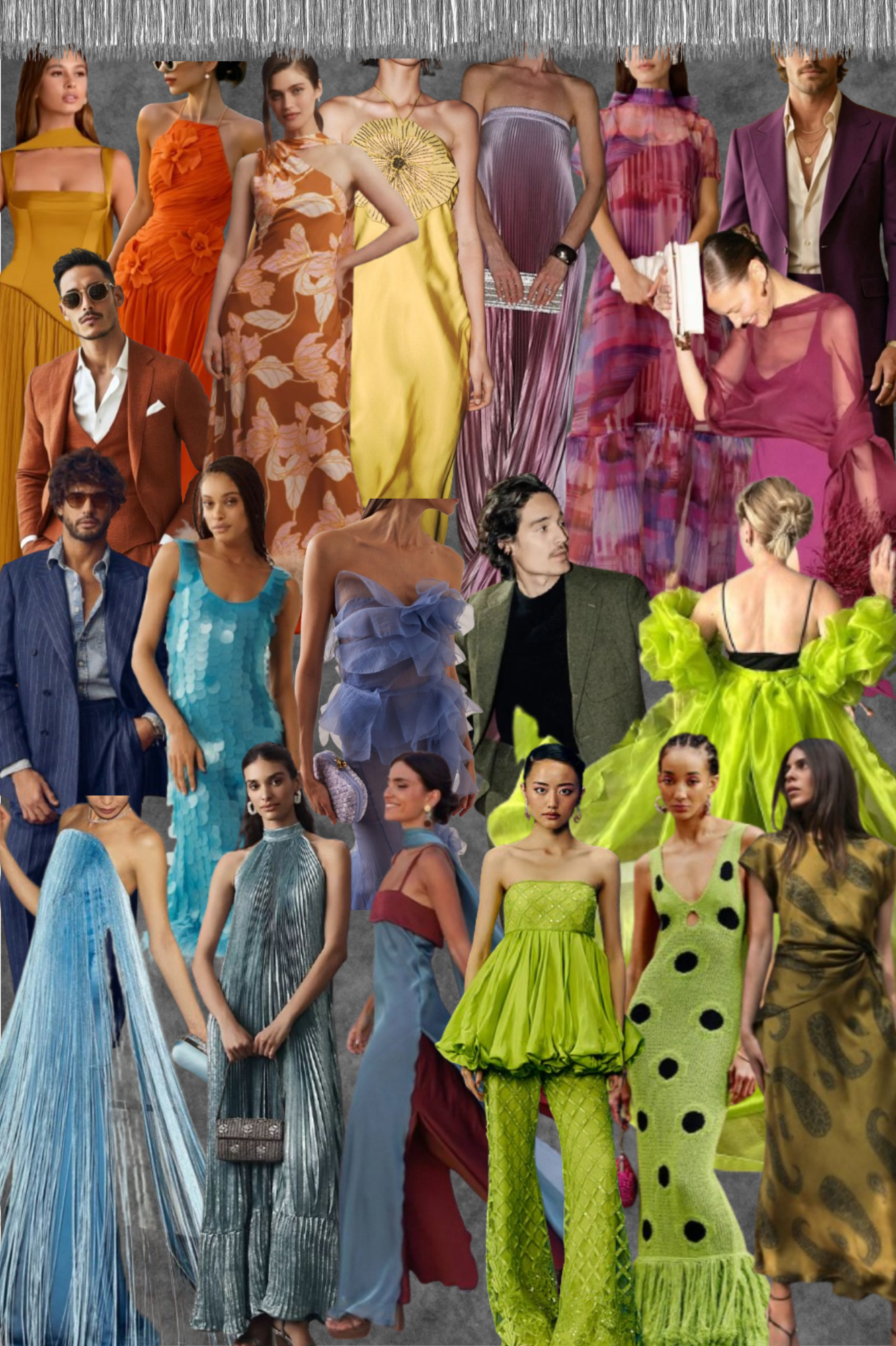 Attire inspiration board — bold, colorful, eclectic looks